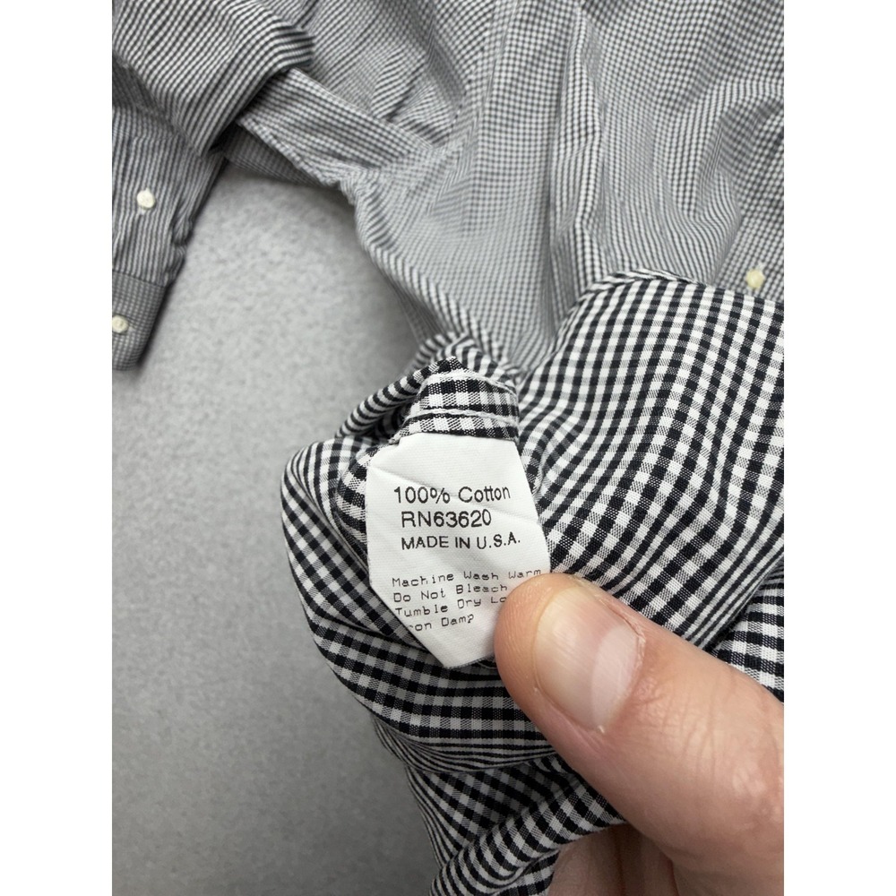 Gitman Bros Dress Shirt Mens 16.5 Black Gingham Regular Fit Long Sleeve Cotton - Picture 7 of 9